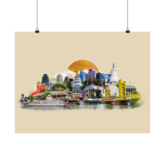 SACRAMENTO Cityscape Matte Horizontal Poster - Vibrant Urban Art for Home Decor