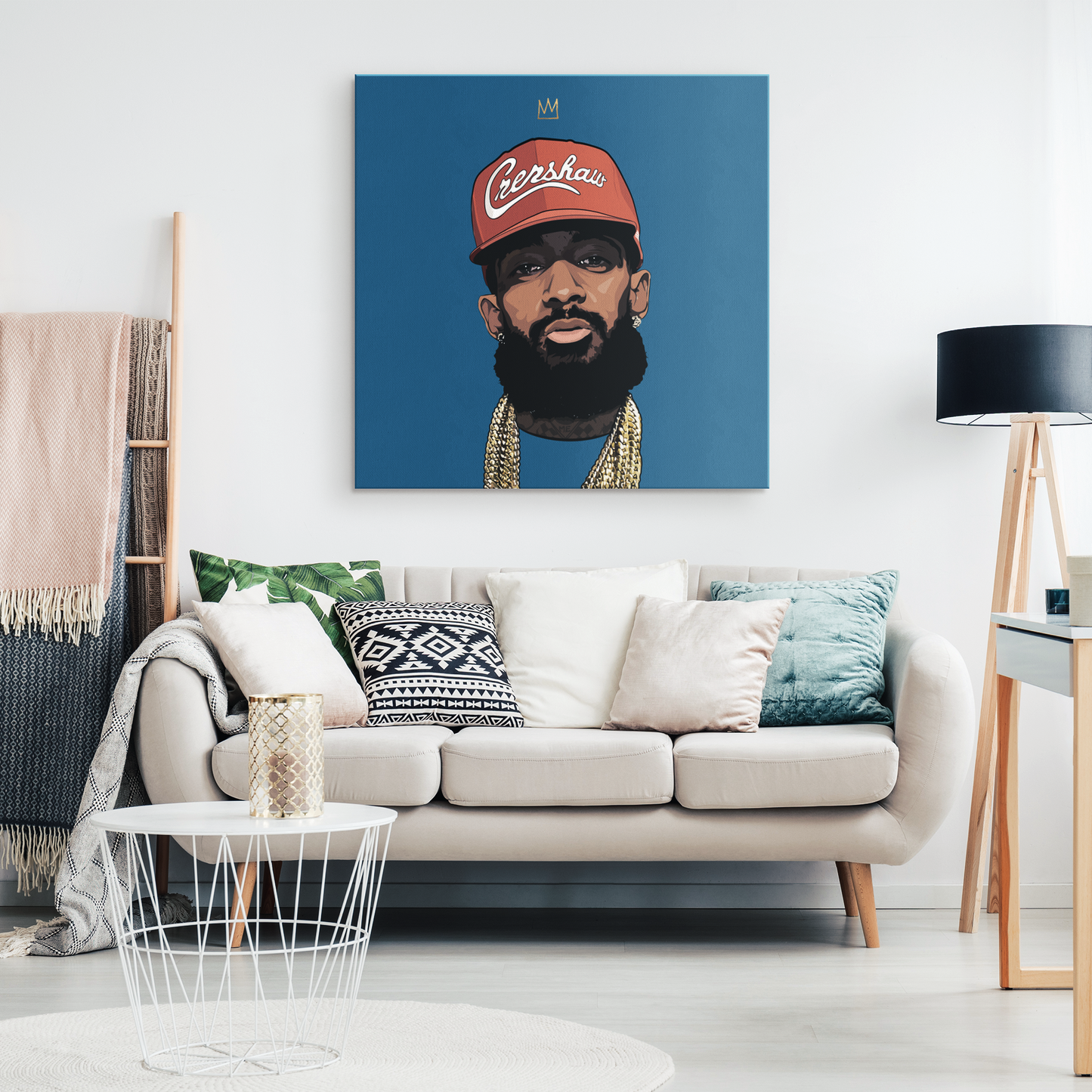 King Nipsey V2 Square Canvas (Red Hat)